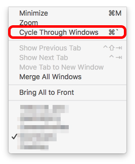 keyboard shortcut for switching windows chrome mac